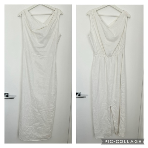 DISSH NWT US 8 Cass White Linen Asymmetrical Midi Dress - Picture 10 of 14